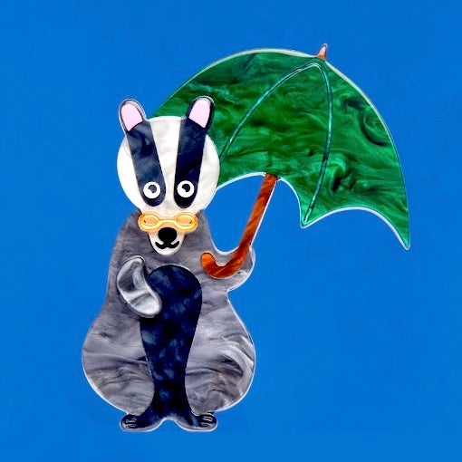 Bill the Badger Brooch by Erstwilder