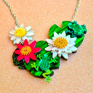 Water Lily Large Statement Necklace by Little Moose