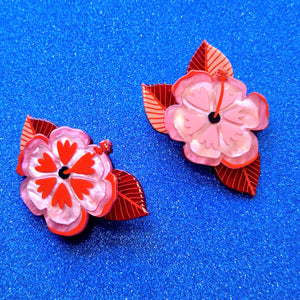 Halcyon Hibiscus Hair Clips Set - 2 piece by Erstwilder