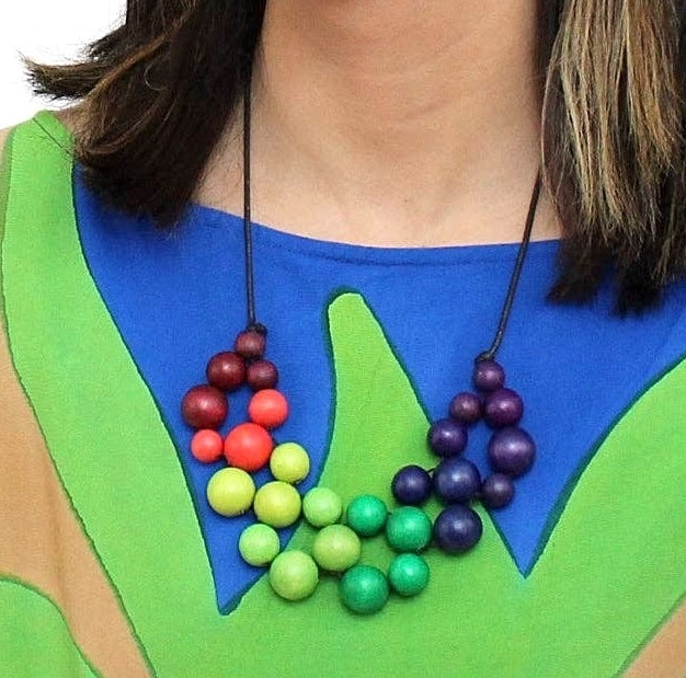 Multi Colour Ombre Beaded Necklace by Sylca Designs