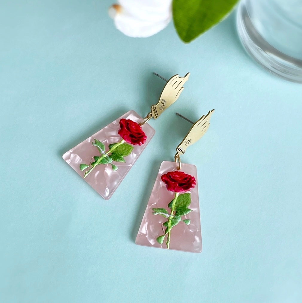 Resin on sale rose earrings