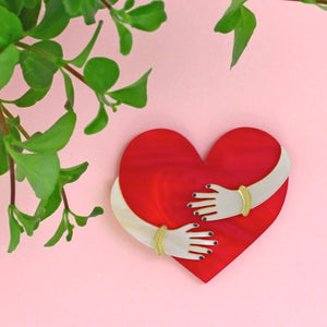 Heart Hug Brooch by Little Moose